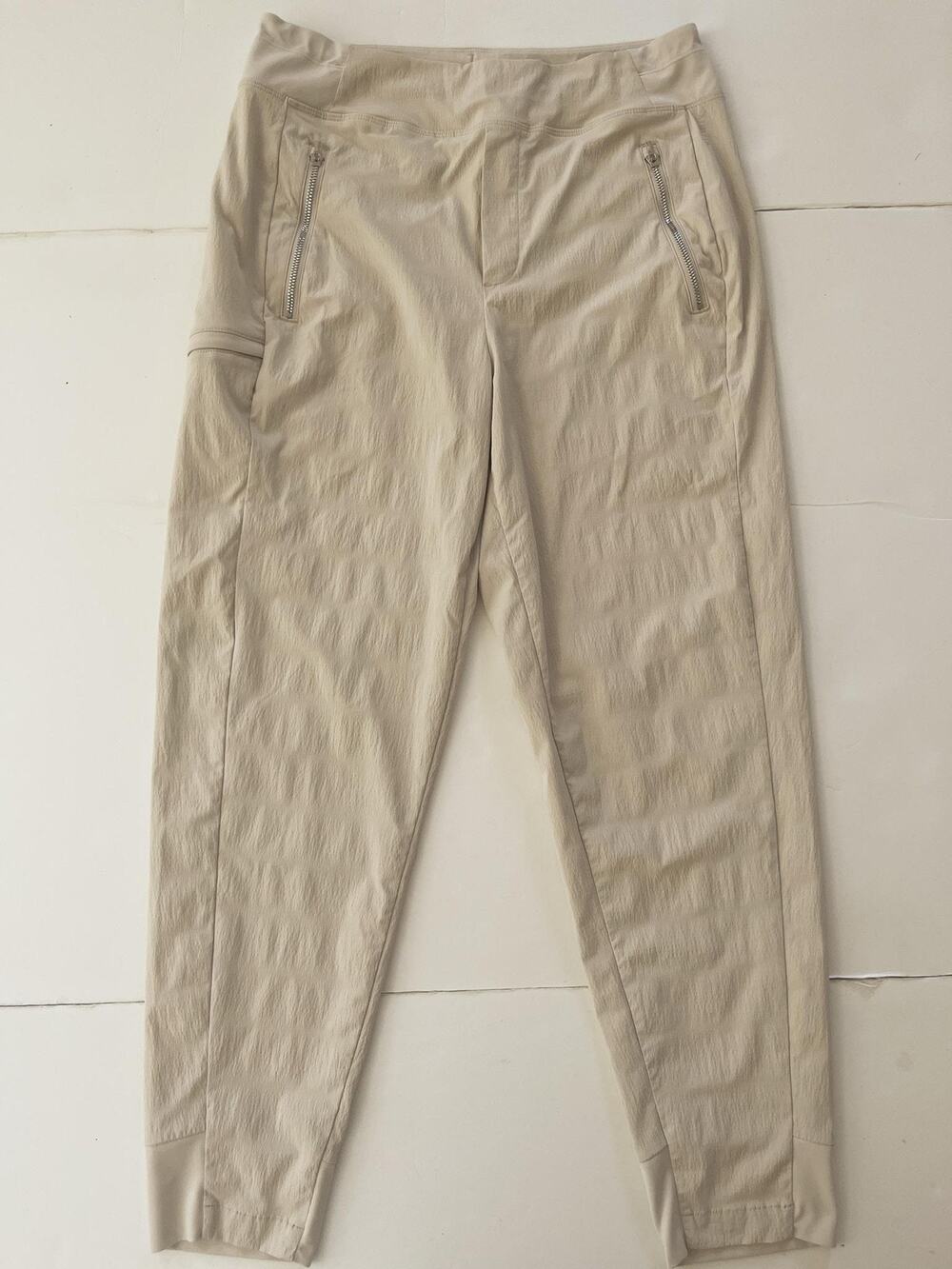 Athleta Pants Womens 8 Beige Jogger Zip Pockets Pull On Lightweight Hiking